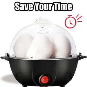 6-in-1 Electric Egg Cooker - Make Perfect Hard Boiled, Poached & Scrambled Eggs Fast! Auto Shut Off, BPA-Free (Black)