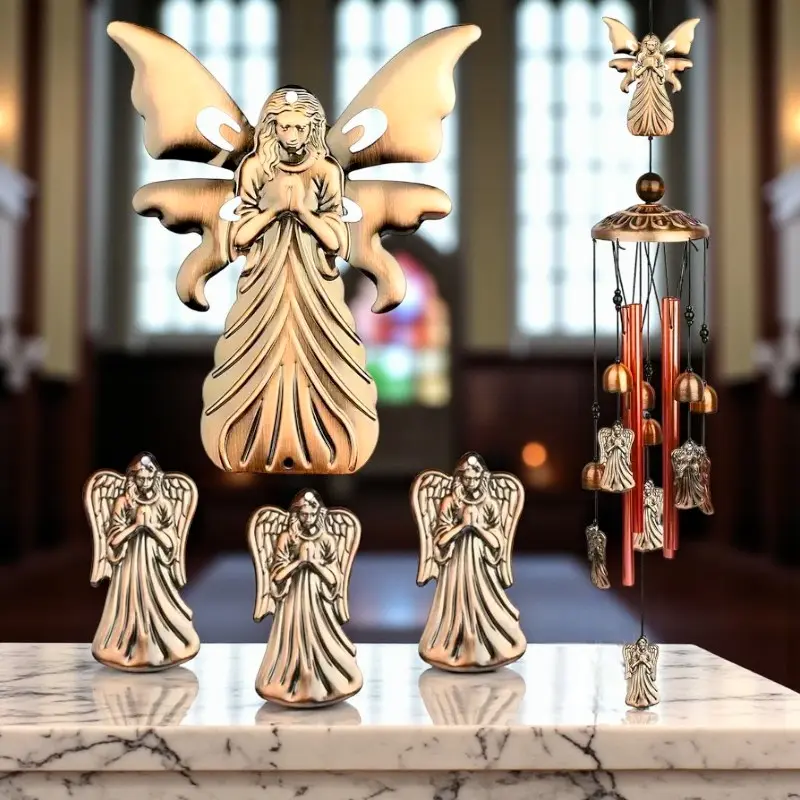 Memorial metal Angel Wind Chimes - Retro Aluminum Windbell Hanging Ornament,Hangable Wind Chime Gift for Outdoor Garden Patio Decor,festival Decoration