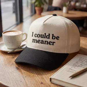 I Could Be Meaner Hat, Quote Hat, Personalized Script, Two-Tone Baseball Cap, Sarcastic Attitude Cap, Unisex Custom Gift