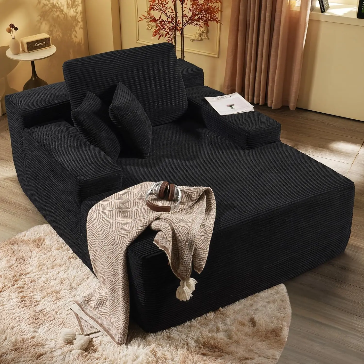 ModMood Extra-Large Boneless Cloud Chair   Oversized Chaise Lounge Chair Indoor - 67"x48" Upholstered Sofa Bed Lounge Couch Chairs,Reading Chairs Sleeper Cloud Sofa L-Shaped Chenille Sectional U-Shaped Modular Velvet Loveseat Set