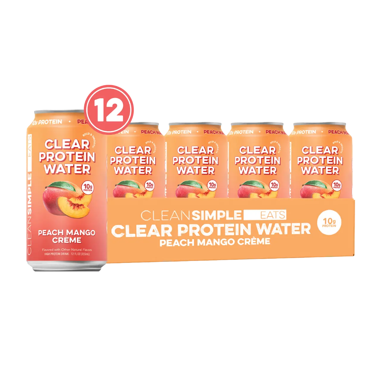 Clear Protein Water: Peach Mango Créme (12 Oz. | 12 Pack)