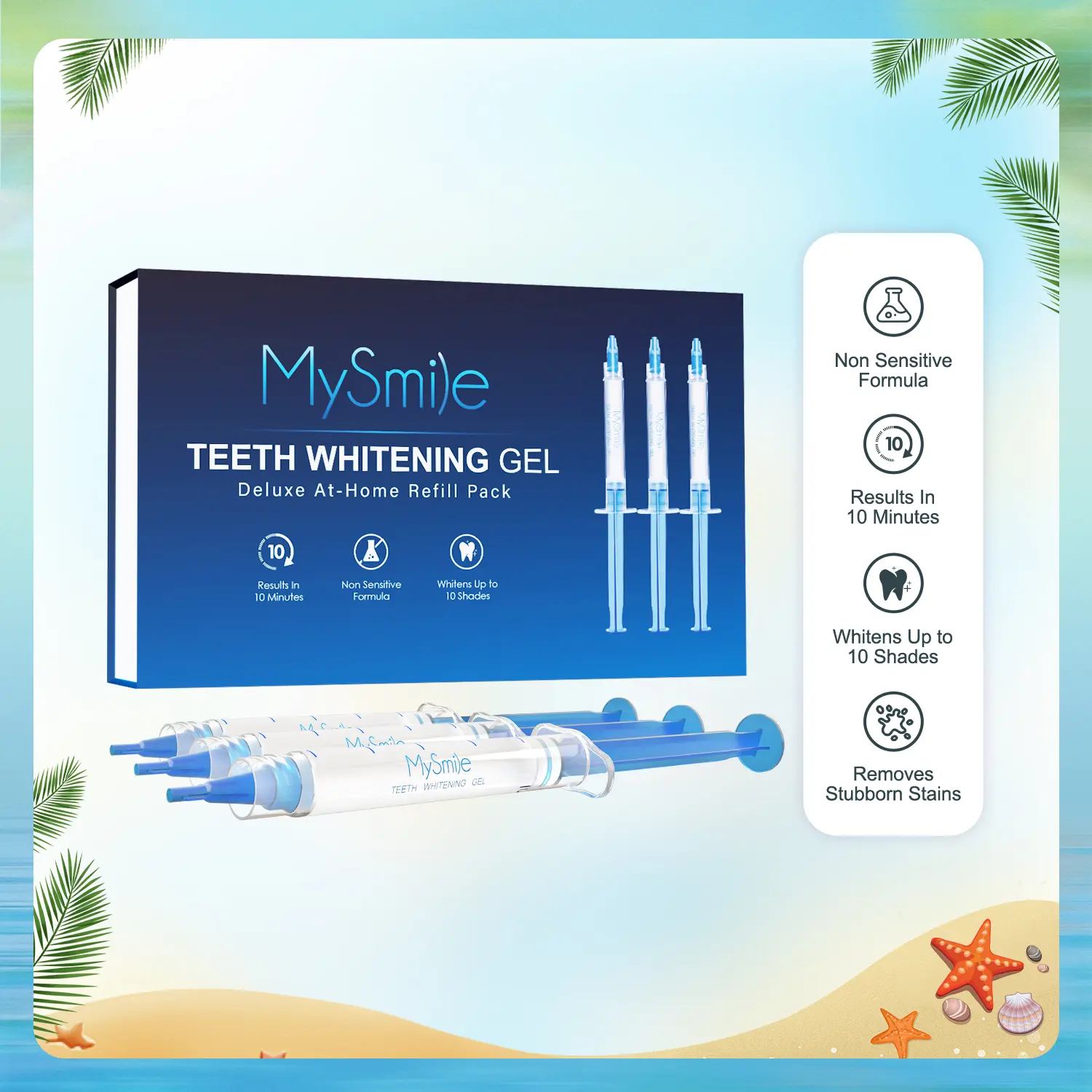 MySmile Dental Teeth Whitening Gel Refills (3-Pack) - 18% Carbamide Peroxide Gentle Brush-Use Beauty Products for Adults, Fragrance-Free Sensitive Teeth Solution with Stain Remover & Decay Protection, Teeth Stain Remover