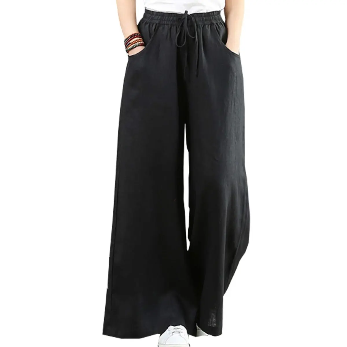 Women's Spring and Summer Linen Trousers Loose Plus Size Wide Leg Pants