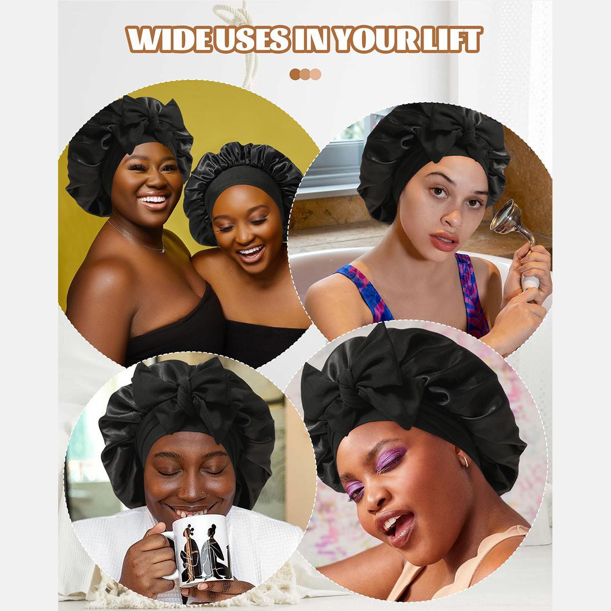 AWAYTR Reversible Satin Bonnet for Women Silk-Like Bonnets for Sleeping Hair Care Bonnet with Elastic Tie Band TikTokShopBlackFriday Double Layer Sleep Cap Hair Wrap AWAYTR Reversible Satin Bonnet for Women Silk-Like Bonnets for Sleeping Hair Care Bonnet with Elastic Tie Band TikTokShopBlackFriday Double Layer Sleep Cap Hair Wrap