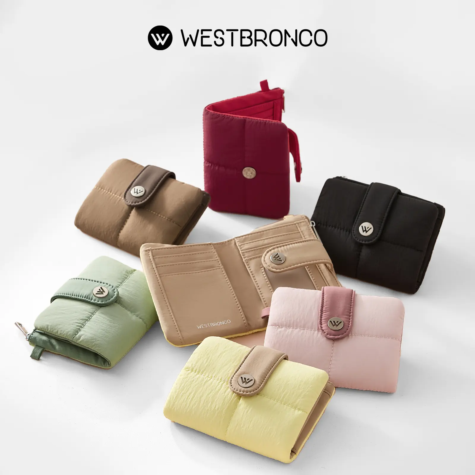 WESTBRONCO Minimalist Wallets for Women Fashion Coquette Card Holder for Daily Use, Puffer RFID Short Wallet for Teen Girls, Coin Purse with ID Window&Zipper Pocket&Card Slots Casual Style Gift for Her SummerSale BackToSchool tiktokshopbacktoschool