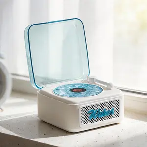New Upgrade The Waves Vinyl Player with Various Natural Sound, 3 Adjustable Light and Timing, Waves Bluetooth Speaker, New Portable Vintage Vinyl Speaker  for Bedroom, Party,  Holiday gifts, Mood-regulate Accessories，Sleep Aid