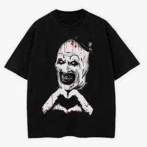 Art The Clown Terrifier Shirt, Scary Horror Clown T-Shirt, Creepy Heart Hands Tee, Spooky Slasher Fan Gift Unisex, Love Art Tee,Unisex Crewneck T-shirt for Men And Women
