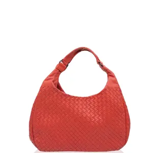 Pre-owned Bottega Veneta Leather Shoulder Bags Hobo Calfskin Intrecciato Orange (ym010526f2)