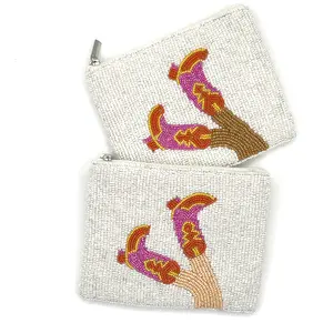 Cowgirl Boots Beaded Coin Purse