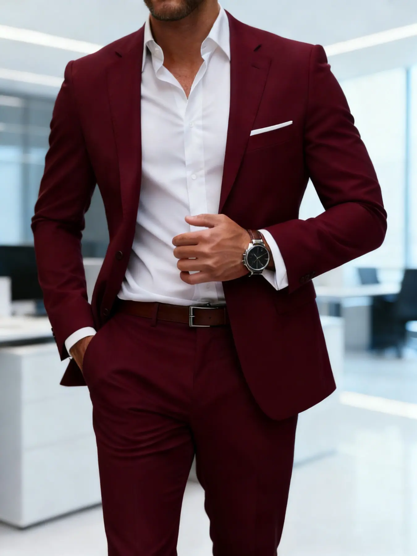 Men's Two-Piece Suit Set, Casual High-Quality Long Sleeve Blazer and Pants, Suitable for All Seasons, Formal Wear for Business, Party and Office Wear