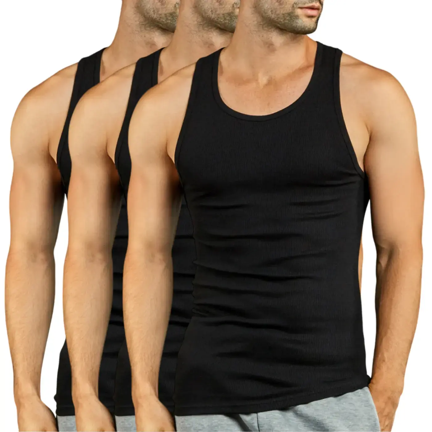 3 Pack Men's A-Shirts 100% Cotton Ribbed Underwear Tank Top Solid Casual Menswear S-3XL Regular Big & Tall Workout Breathable Sleeveless Plain Classic Set