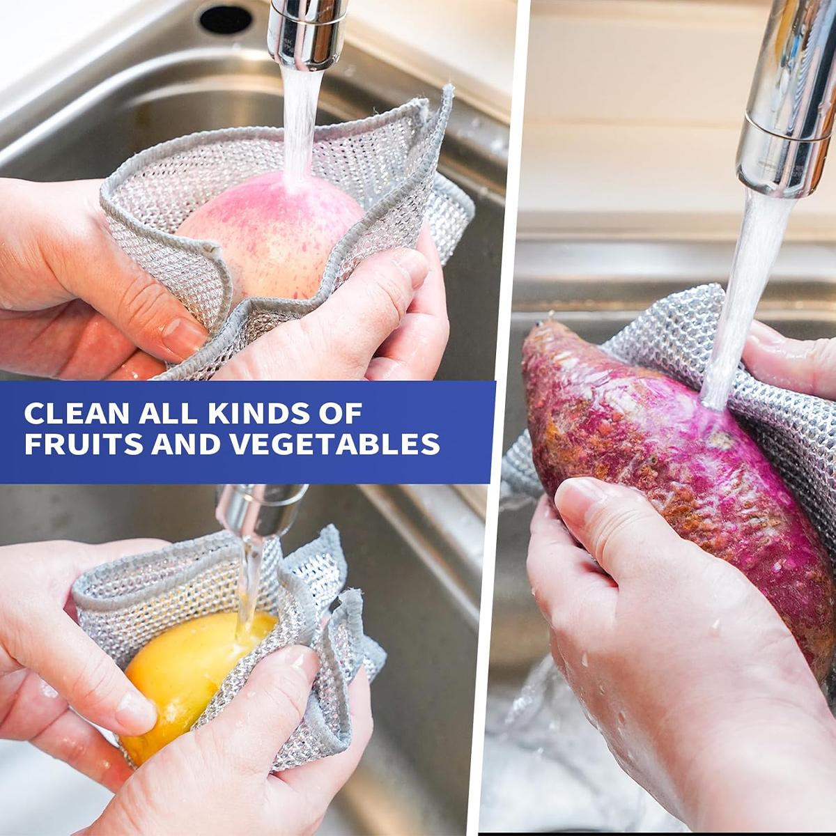 12 Counts Dishwashing Rags,Multipurpose Non-Scratch Wire Dishcloths for Wet and Dry Use, Reusable Wire Cleaning Cloths for Kitchen,Sinks,and Pans Silver Removable, Washable & More 12 Counts Dishwashing Rags,Multipurpose Non-Scratch Wire Dishcloths for Wet and Dry Use, Reusable Wire Cleaning Cloths for Kitchen,Sinks,and Pans Silver Removable, Washable & More