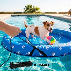Dono-Dog Float Raft - Large Blue Bone Inflatable Swimming Float with Convenient Handle and Rope Design for Summer, Portable Pool Floater with Sturdy Fabric Covering, Cute Cooling Toy for Small, Medium, and Large Dogs