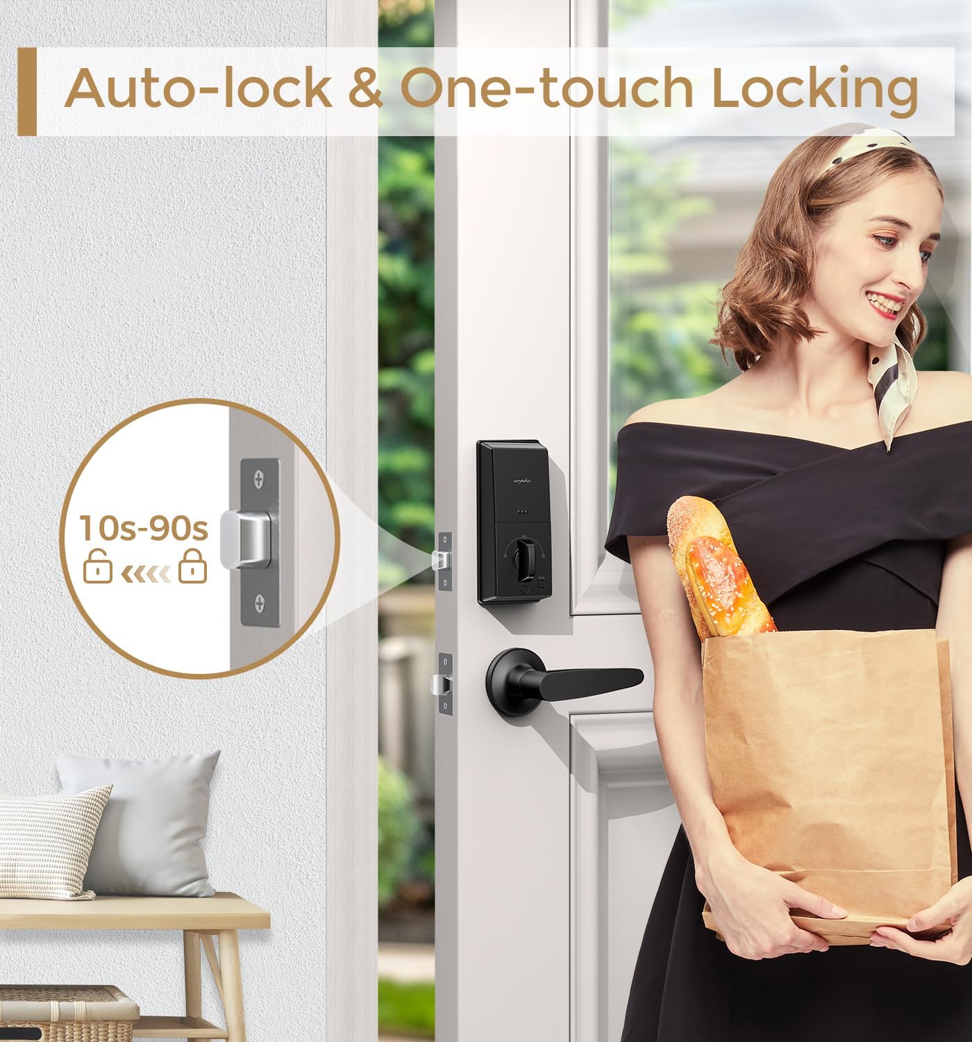 ARPHA D180 Keyless Door Lock with 50/100 Codes, Smart Lock with Anti Peeping Password, Keypad Deadbolt One Touch Locking, Auto Lock, Easy Install.Multiple styles to choose from, APP version&no APP version; With door handle&without door handle ARPHA D180 Keyless Door Lock with 50/100 Codes, Smart Lock with Anti Peeping Password, Keypad Deadbolt One Touch Locking, Auto Lock, Easy Install.Multiple styles to choose from, APP version&no APP version; With door handle&without door handle
