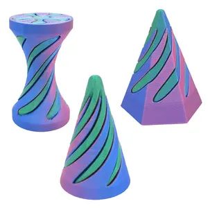 Yutelme 3pc Impossible Passthrough Fidget Set, 3D Printed Kinetic Sculpture, Silk Dual-Color Glitch Toy, Stress Relief Desk Toy