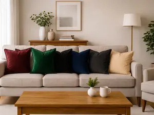 FSJfam Set of 2 Velvet Pillow Covers - Decorative Cushions with Elegant Design, Velvety Texture, Flange Edge, Hidden Zipper Closure, Soft Plush Fabric for Living Room, Bedroom