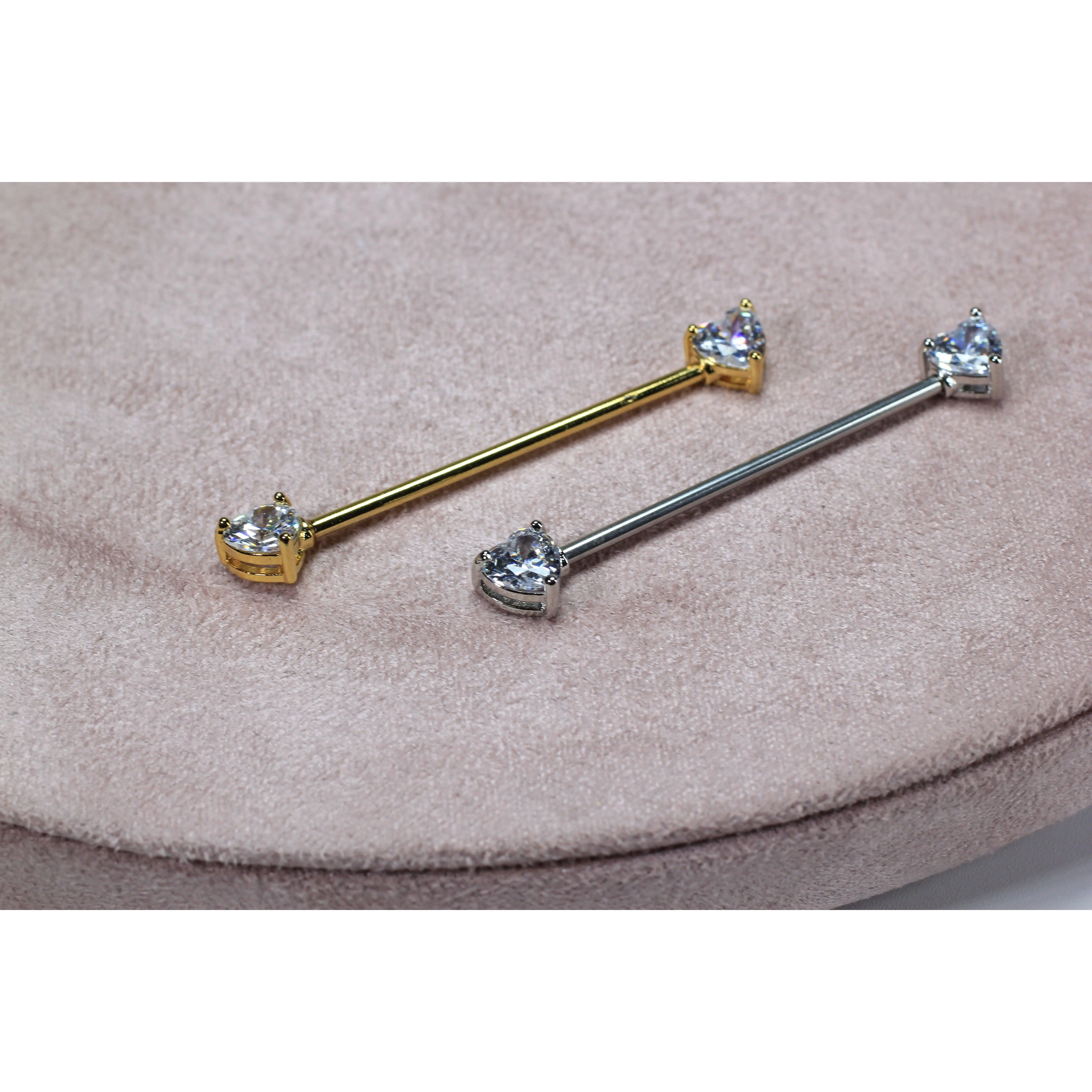 Female 14g (1.6mm) 38mm Heart Design Surgical Steel Industrial Barbell - Casual, Comfortable Scaffold Bar for Cartilage, Ear Piercings, Lightweight Fashion Costume Body Jewelry