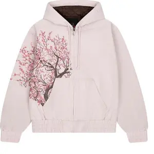 New 2025 Women's Embroidered Zip-Up Hoodie with 3D Digital Print and Zipper Jacket for Independent Cross-Border E-commerce in Europe and America