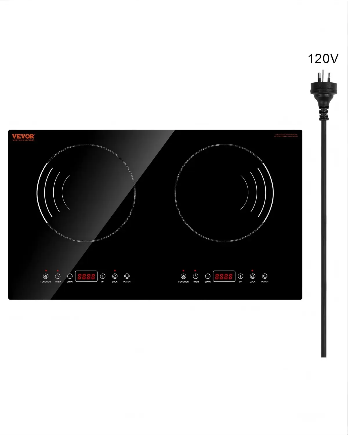 【Summerfinds】VEVOR Induction Cooktop,  1800W Electric Countertop Burner, 2 Burner Touch Control Stove, Built-in Induction Cooktop with 9 Power Settings, Child Safety Lock, Timer, Glass Surface