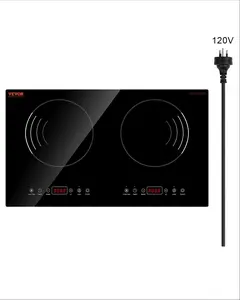 VEVOR Induction Cooktop, TikTokShopBlackFriday, 1800W Electric Countertop Burner, 2 Burner Touch Control Stove, Built-in Induction Cooktop with 9 Power Settings, Child Safety Lock, Timer, Glass Surface