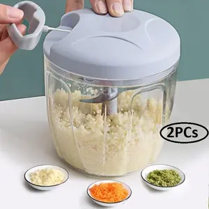 2Pcs Manual Garlic Chopper, Multifunctional Mini Garlic Grinder, Garlic Grinder Masher Onion Chopper, Meat Chopper, Ice Crusher, Vegetable Food Chopper, Food Processor Kitchen gadget