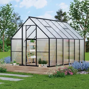 Gaomon 6x4 FT Heavy-Duty Frame Outdoor Greenhouse Kit, Aluminum-Framed Polycarbonate Structure with Quick-Setup Design, Large Enhanced Build and Roof Vent
