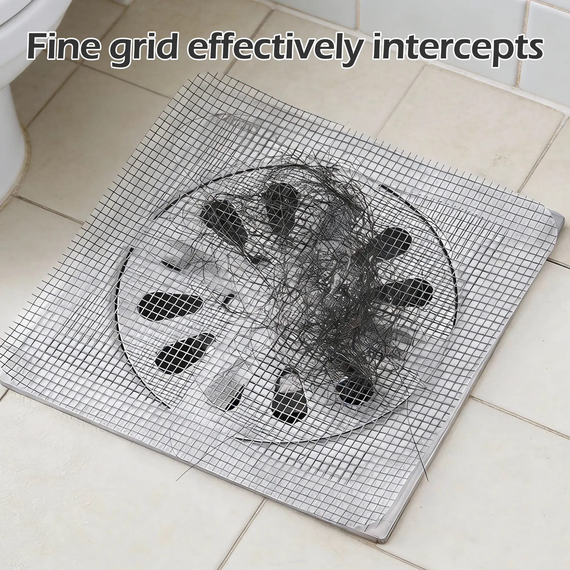12-Count Disposable Bathroom Shower Drain Hair Sticker - Waterproof Metal Mesh Cover with Powerful Adhesive for Effective Hair & Debris Interception, Bathroom Cleaning Gadget