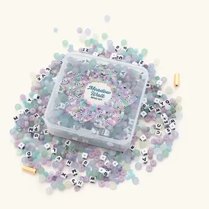 Little Words Project - Meadow Walk Bead Kit - DIY Bracelet Kit, Pastel Beads, A-Z Letter Blocks - Make Your Own Bracelet, Bead Kits For Bracelet Making, Beads Set
