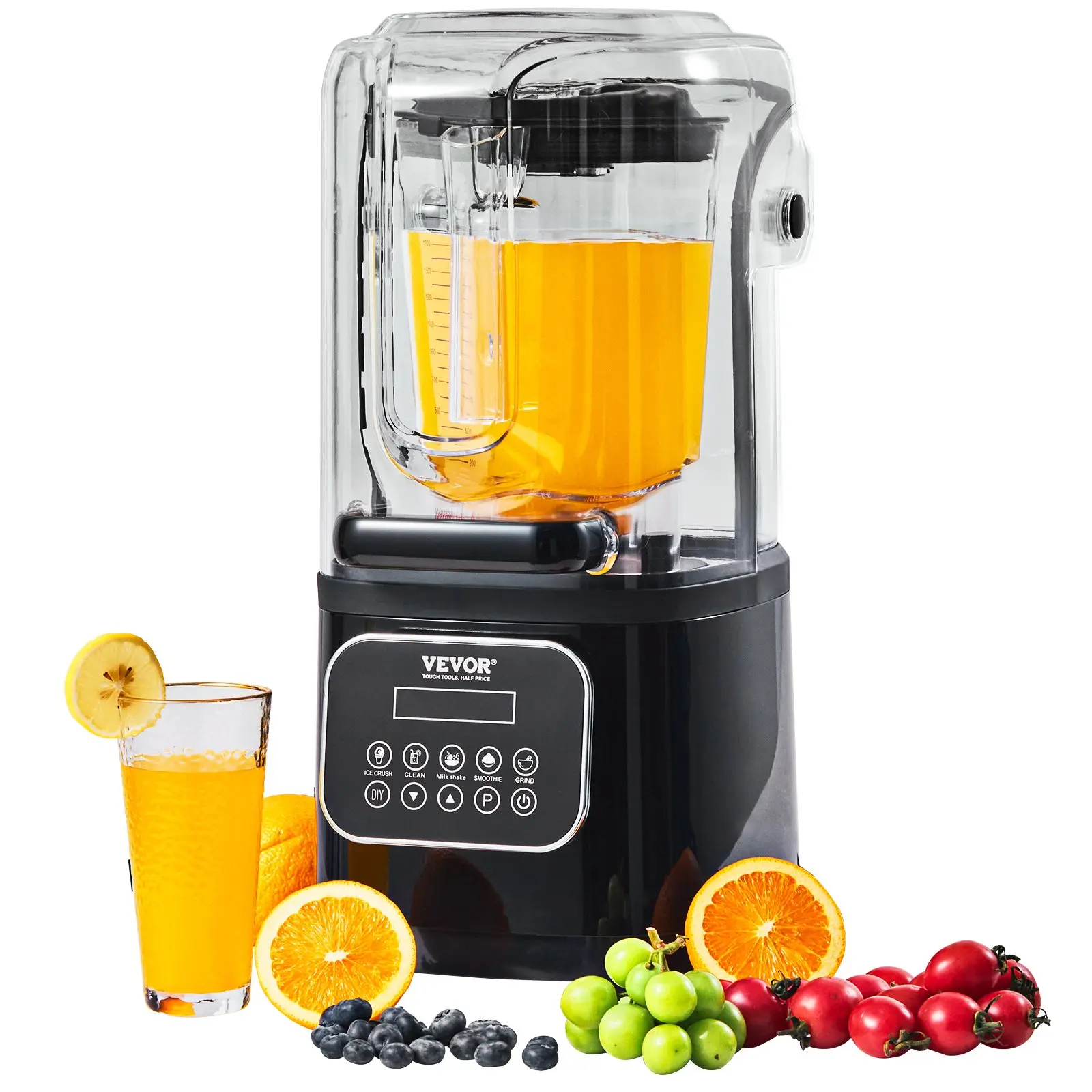 【Summerfinds】VEVOR Professional Blender with Shield Commercial Countertop Blenders68 oz Blender ComboStainless Steel 9 Speed & 5 Functions Blenderfor ShakesSmoothiesPereeand Crush Ice, Blender Jug, Countertop Kitchen Blender,home essentials