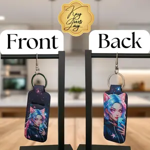 Galaxy Cat Girl Chapstick Holder Keychain – Cute Gamer Aesthetic