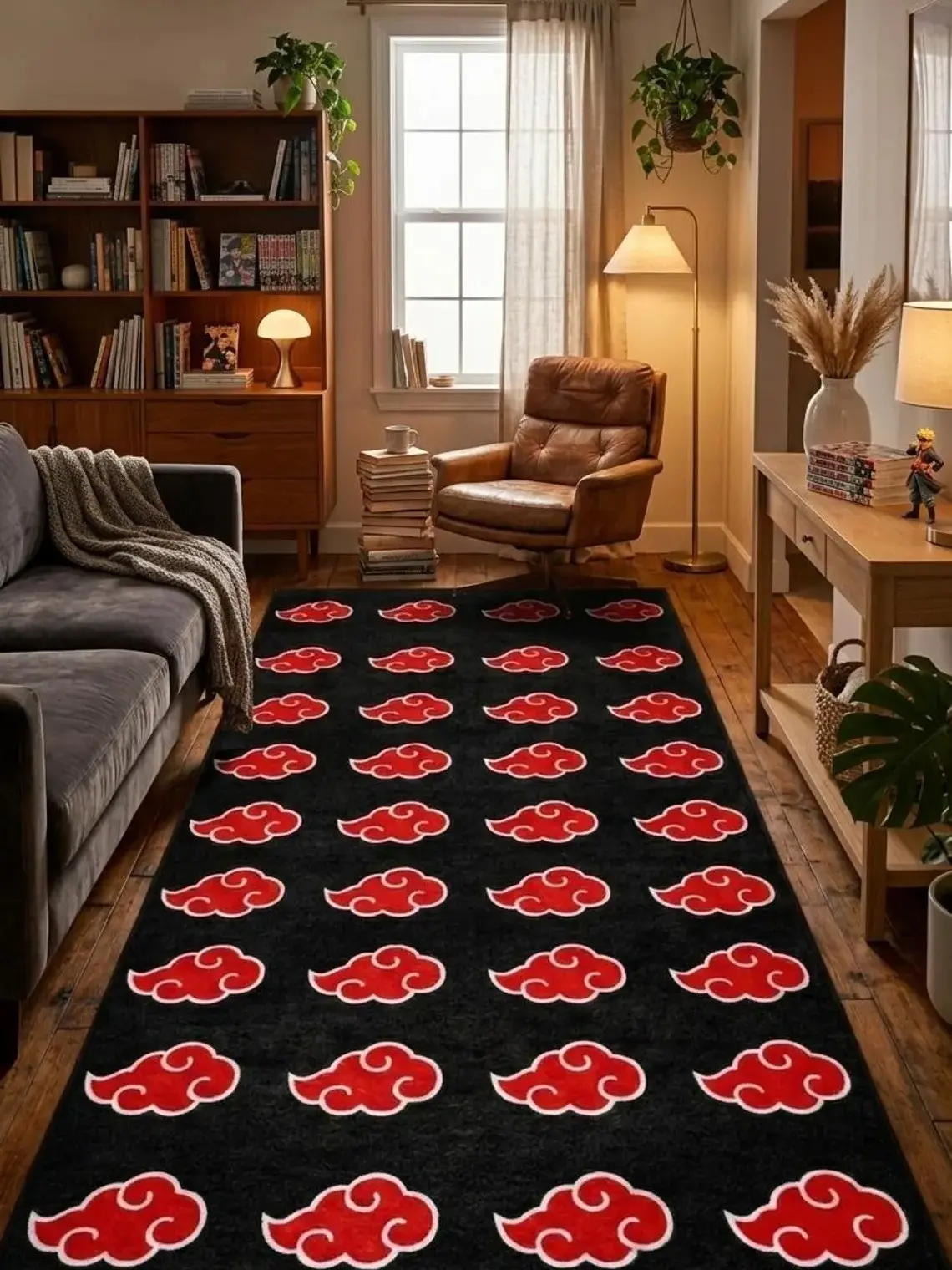 Anime Cloud Red Akatsuki Style Area Rug, 2x10ft Household Textile Hallway Carpet