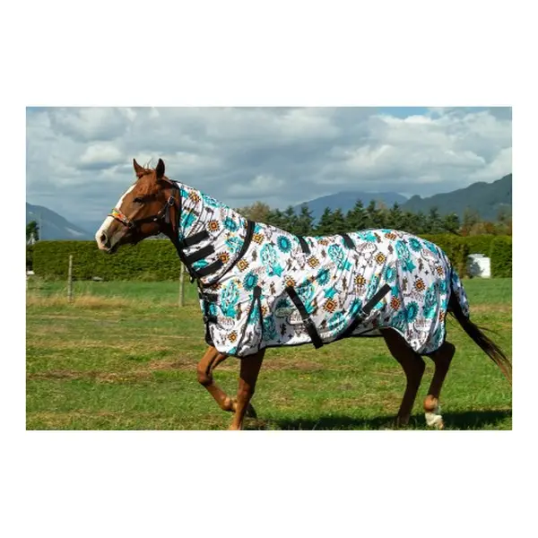 Schulz Equine Howdy Fly Sheet - 81 in Protective Gear for Outdoor Equestrian Activities, Breathable Mesh, Open Front, Adjustable Strap