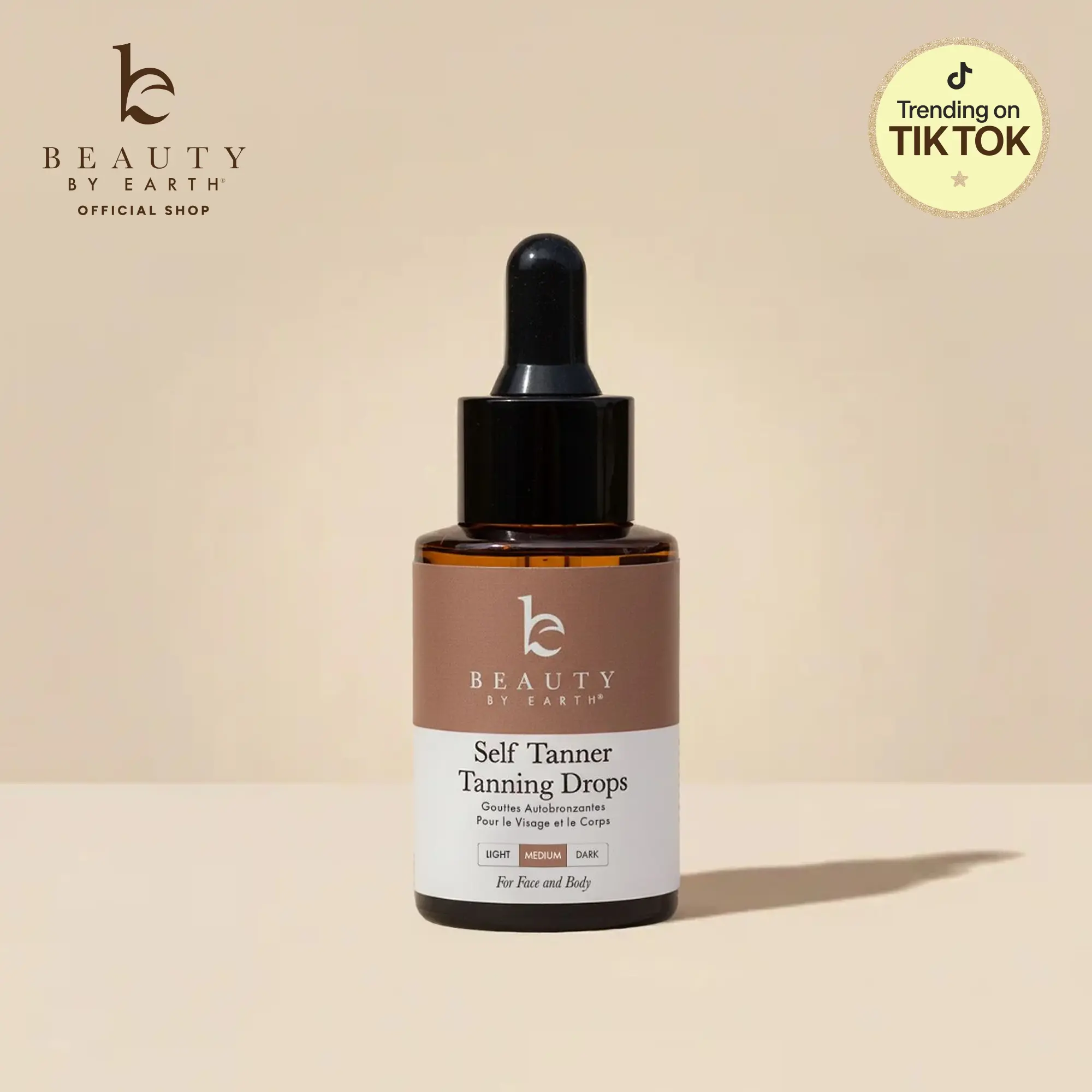 Beauty by Earth Self Tanner Drops - Best Customizable Tanning Drops for Face & Body, Golden Natural Bronzed Sunless Glow, Made in USA, Cruelty-Free for All Skin Types