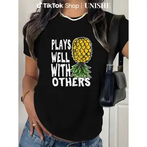 Unisex Cotton T-Shirt for Playful Couples – Swingers’ Upside Down Pineapple Graphic Tee