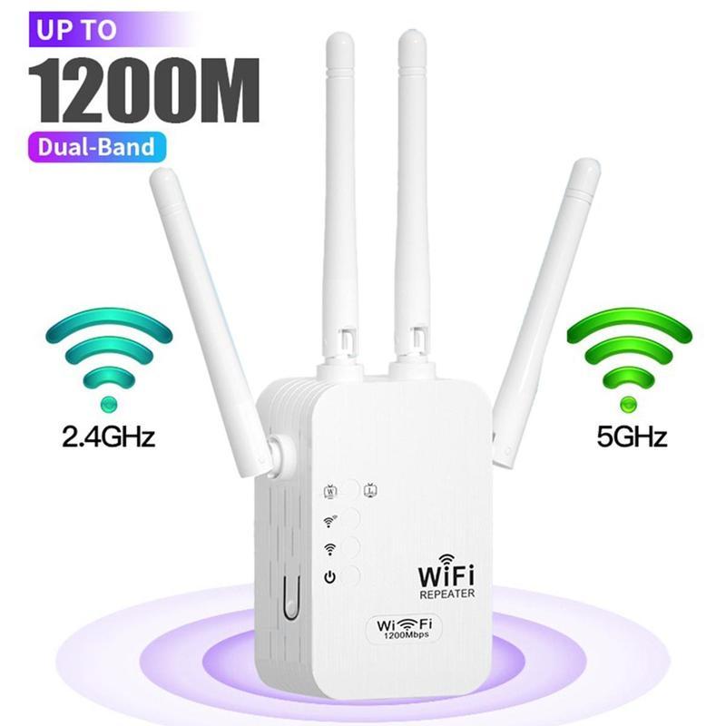WiFi Extender 2025, 1200Mbps Dual Band (5GHz/2.4GHz) Signal Booster, Covers 10,000 sq. ft & 50 Devices, Repeater with Ethernet Port for Home, Gifts-YY0