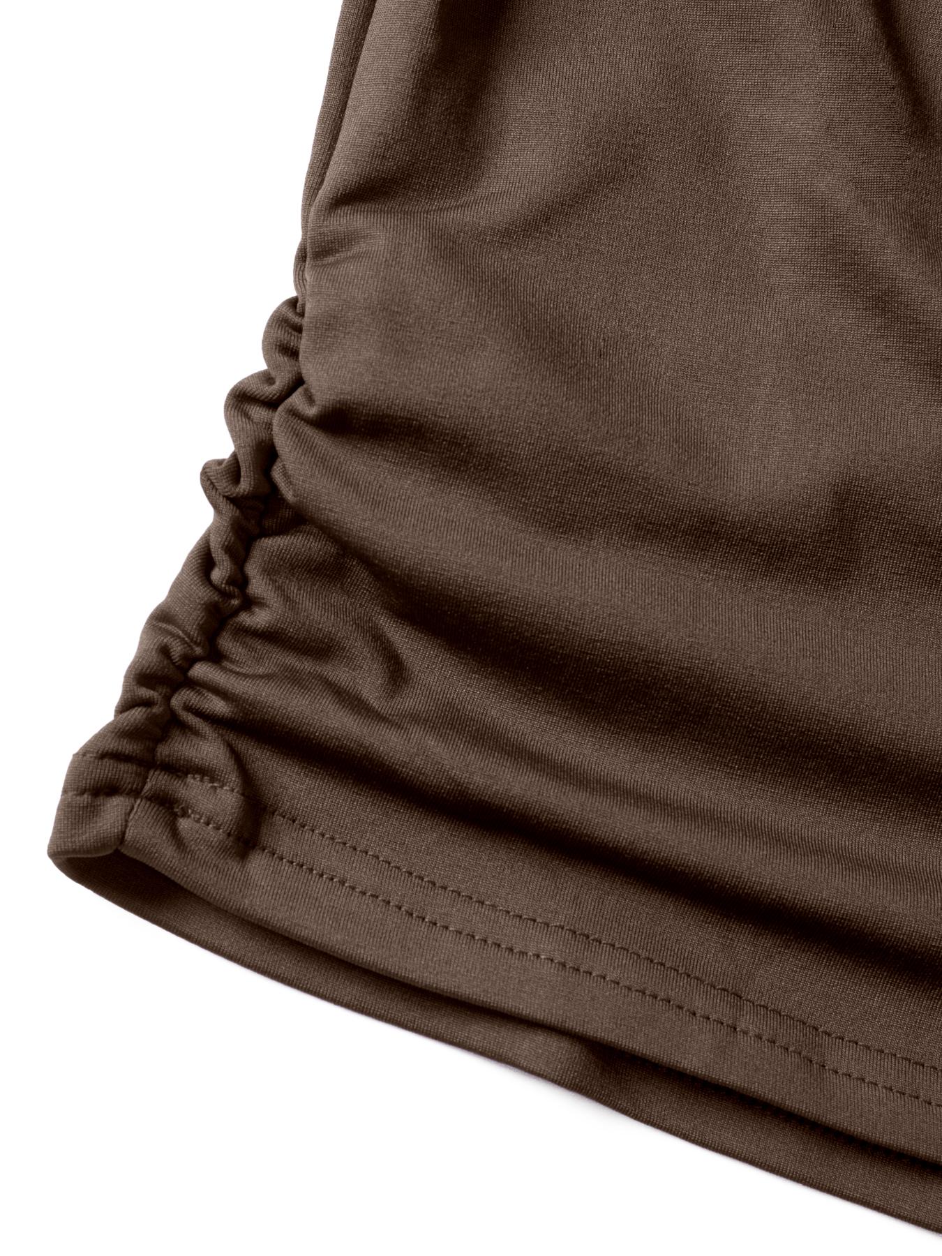 USBoutique Chic Women Summer Lightweight And Silky Soft Set Two Piece Casual Set Short Sleeved Semi High Neck Loose Top Wide Leg Pants Set