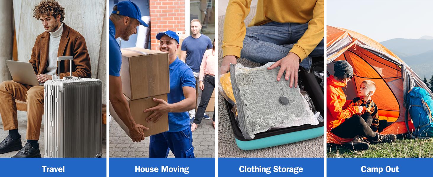 [2026 Upgraded] Cordless Travel Vacuum Bag Set with USB-15/9 Pack Vacuum Compression Storage Bags,Savers for Clothing & Travel Essentials. Zipper Pouches, Outdoor Packing System, Hand Organizer, Christmas Variety Pack