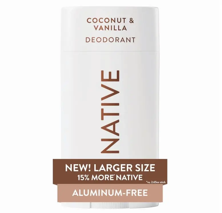 Native Aluminum Free Deodorant, Coconut & Vanilla, Large Size Stick, 72 Hour Odor Control, for Women & Men, Contains Naturally Derived Ingredients, 3.1 oz