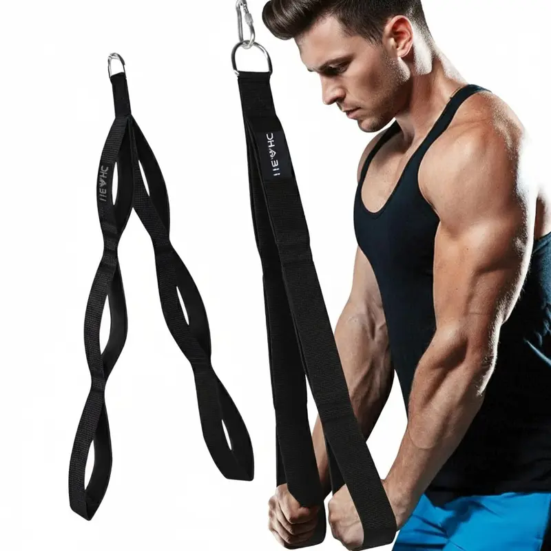 Tricep rope cable attachment for gym and home workouts, exercise rope with 6 anti-slip handles, suitable for strength training, lifting, calisthenics, and general fitness