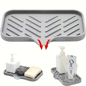 Household Essentials Silicone Sink Drain Mat, Non-slip Sink Drying Mat, Kitchen Gadget Space Saver, Self-draining Sponge Holder, Kitchen Accessories