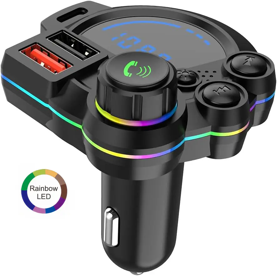 Bluetooth 5.3 FM Transmitter for Cars, Auto & Car Interior Accessories, Dual USB Charging QC3.0 & PD20W Adapter, MP3 Player with TF Card/USB Disk Support, Wireless Radio Receiver, Hands-Free Calling, LED Display, Black, Auto Accessories