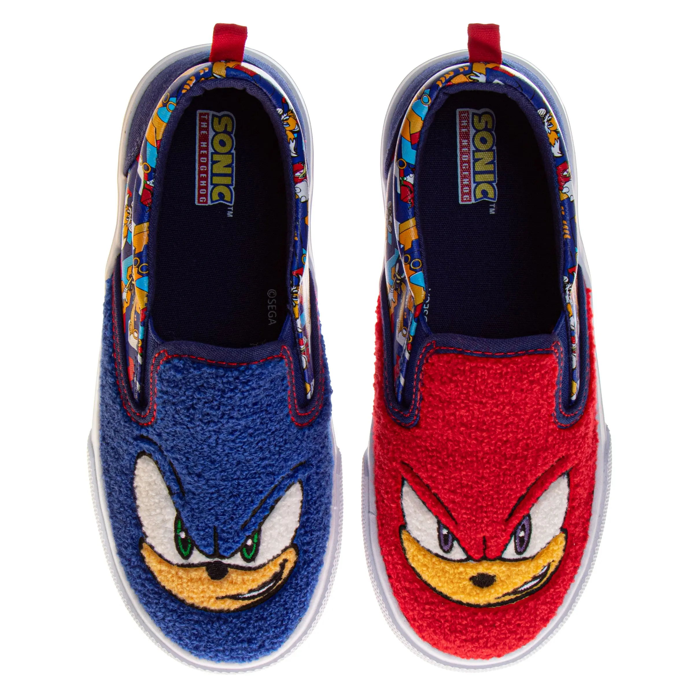Sonic the Hedgehog Boys Mismatched Slip-On Canvas Sneakers Featuring Sonic and Knuckles (Toddler / Little Kid)