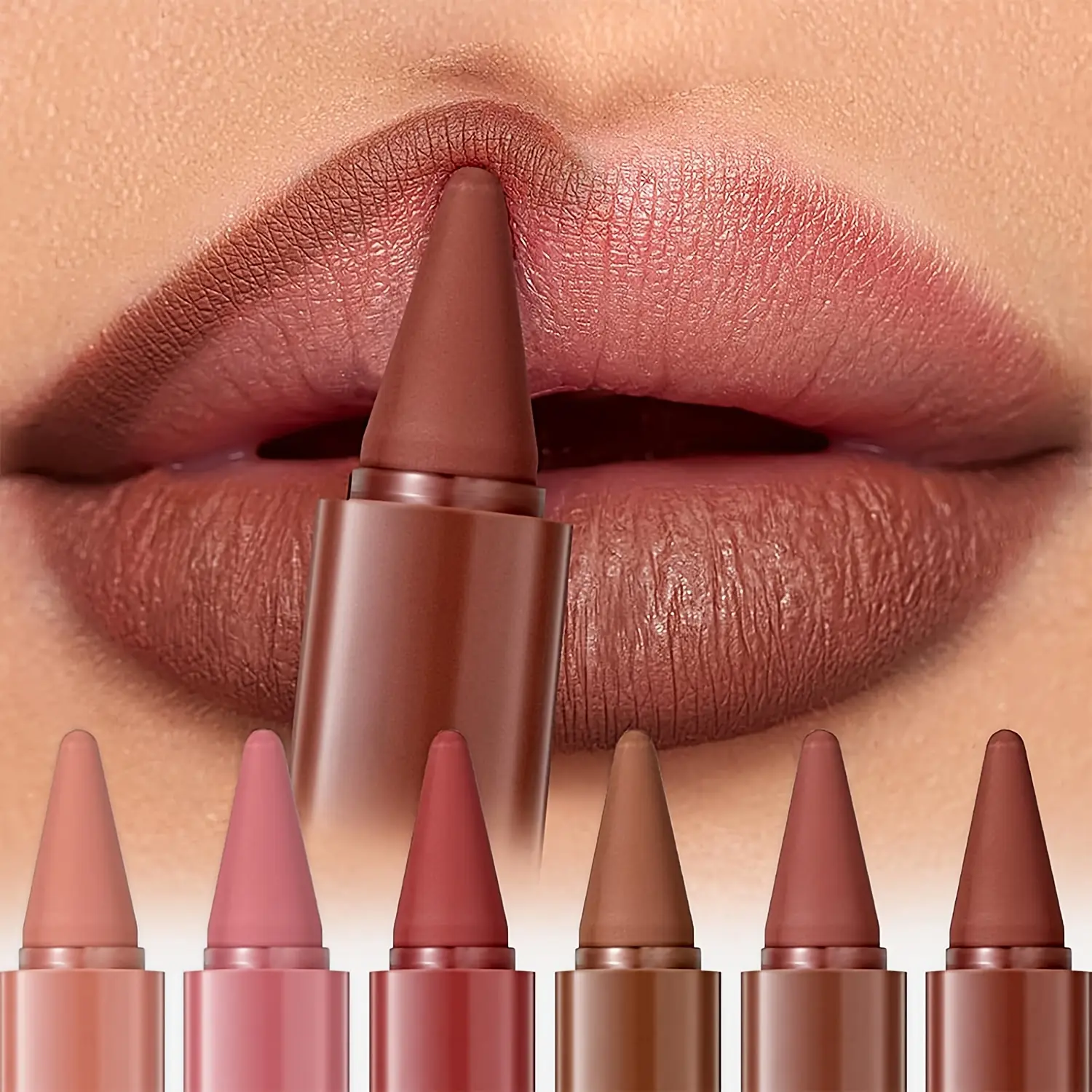 6 Piece Nude Brown Lipstick Set Waterproof Non Stick Cup Lip Gloss Long Lasting Matte Travel Friendly Makeup Holiday Party Essential For Beginners Cosmetic