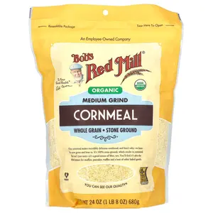 Bob's Red Mill Organic Medium Grind Cornmeal, Whole Grain, 24 oz (680 g)