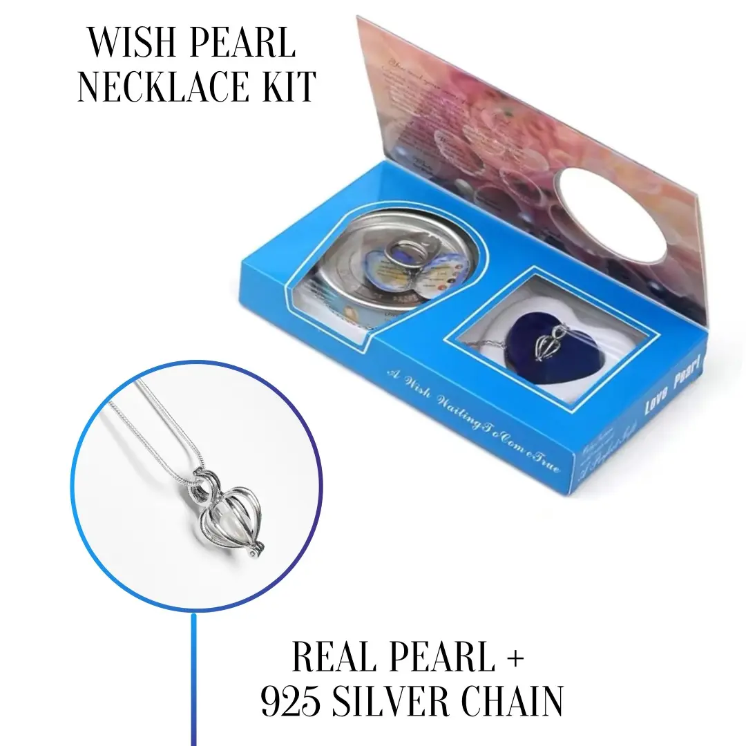 Wish Pearl Necklace Kit - Mothers Day gift DIY Jewelry Making Supplies with Oyster Shell, 18-Inch Sterling Silver Chain, AAA Grade Pearl & Pendant Holder, Diy Set, Aaa Pearls