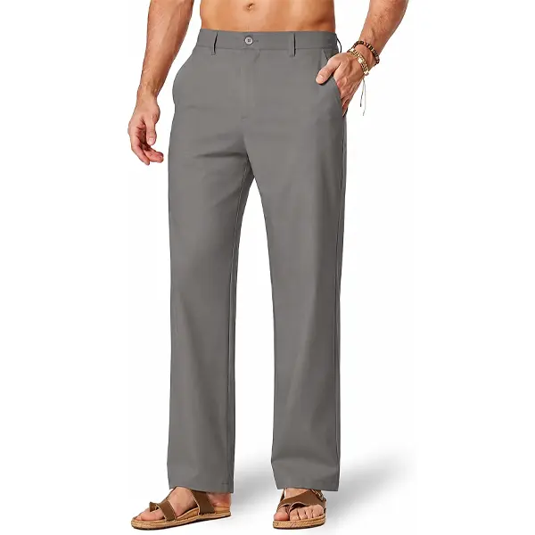 Single piece men’s simple, comfortable solid-color straight suit pants, breathable fabric, lightweight and comfortable.