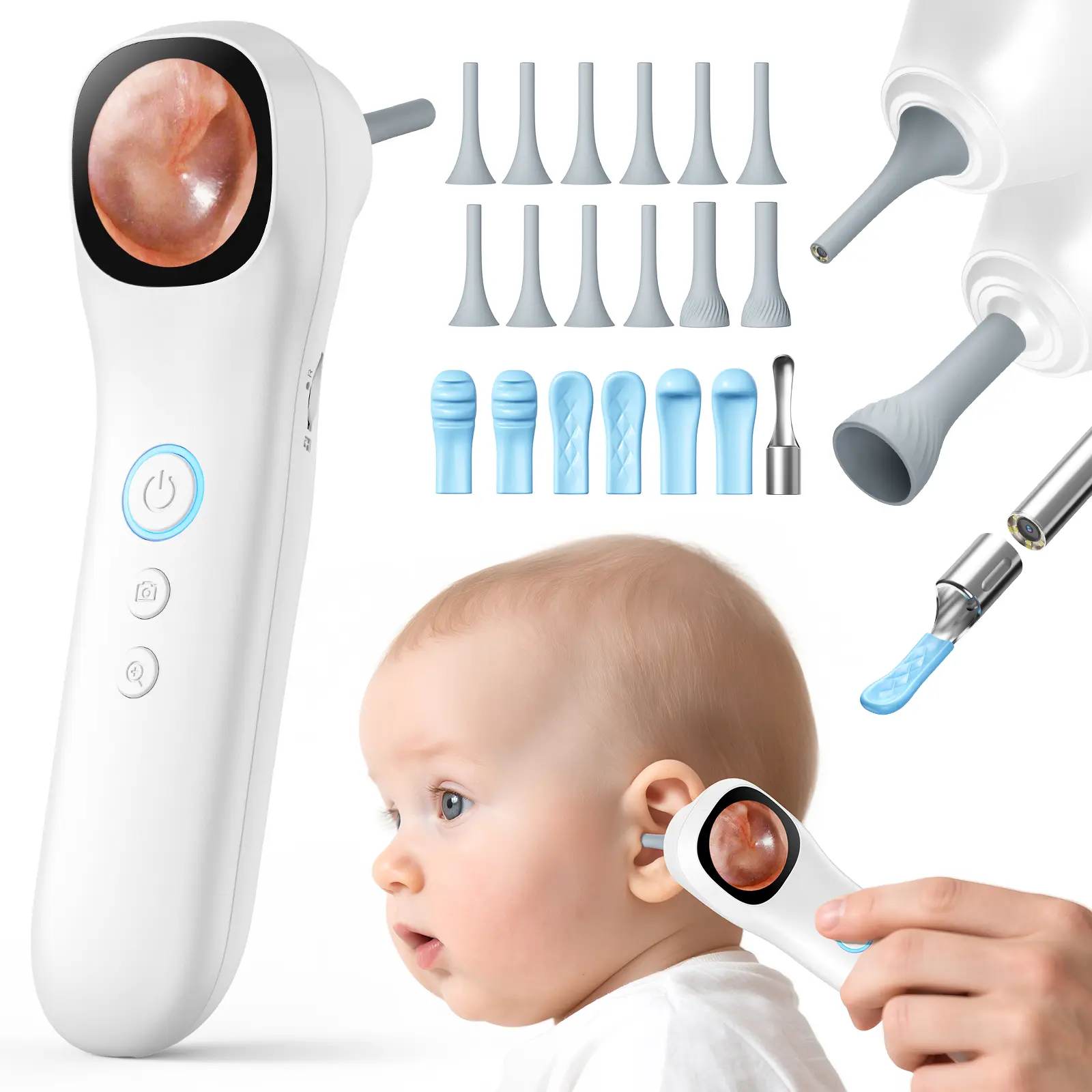 5-in-1 Smart Otoscope with IPS Screen, 1080P HD Video & Light, Professional Ear Wax Removal Tool for Home Observation of Ear, Nose, Skin, Oral Cavity (Suitable for Adults, Kids) tiktokshopbacktoschool