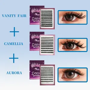[THREE BOXS]DORMI Self Adhesive Eyelashes Kit No Glue Lash Clusters 8-14mm、10-18mm Wispy & Natural Styles with Tweezers(110/120/120Pcs)