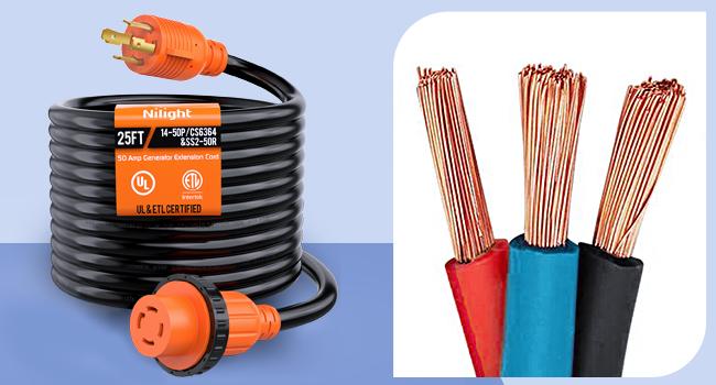 Nilight 30A 25FT Generator Extension Cord Power Inlet Box with Locking Connector 125/250V 7500W 10 Gauge STW ETL Listed 4 Prong L14-30P L14-30R Cable for Generator RV Outdoor Use