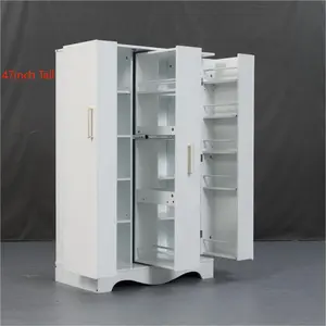 Pantry Cabinet with Lock Door and Adjustable Shelves, 47" Kitchen Pantry, Farmhouse Storage Cabinet with Barn Doors, Organizer, Rustic Wood Cupboard for Kitchen, Dining Room, Bathroom